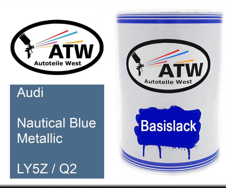 Audi, Nautical Blue Metallic, LY5Z / Q2: 500ml Lackdose, von ATW Autoteile West.